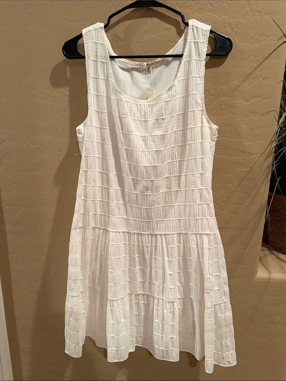 Max Studio White Sleeveless Textured Tiered Dress - Women's Summer Dress